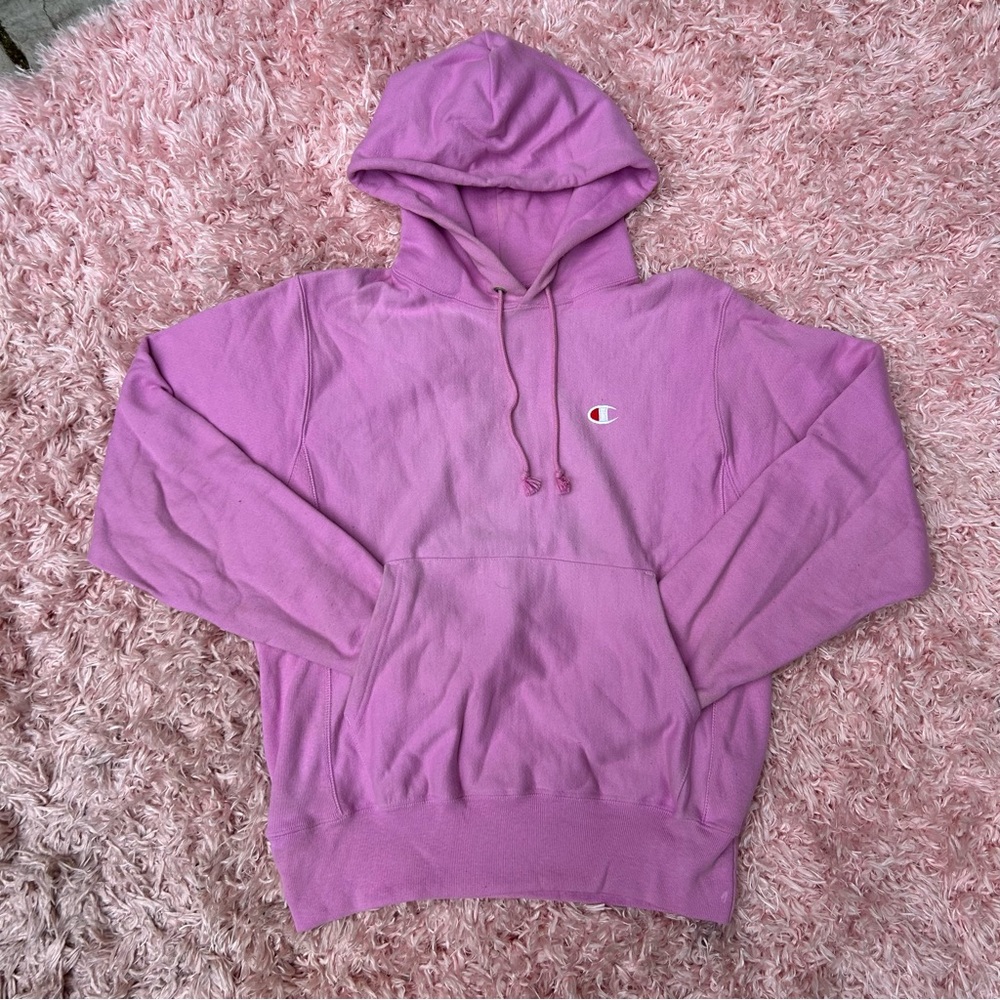 champion hot pink reverse weave hoodie sweatshirt, unisex/mens size small